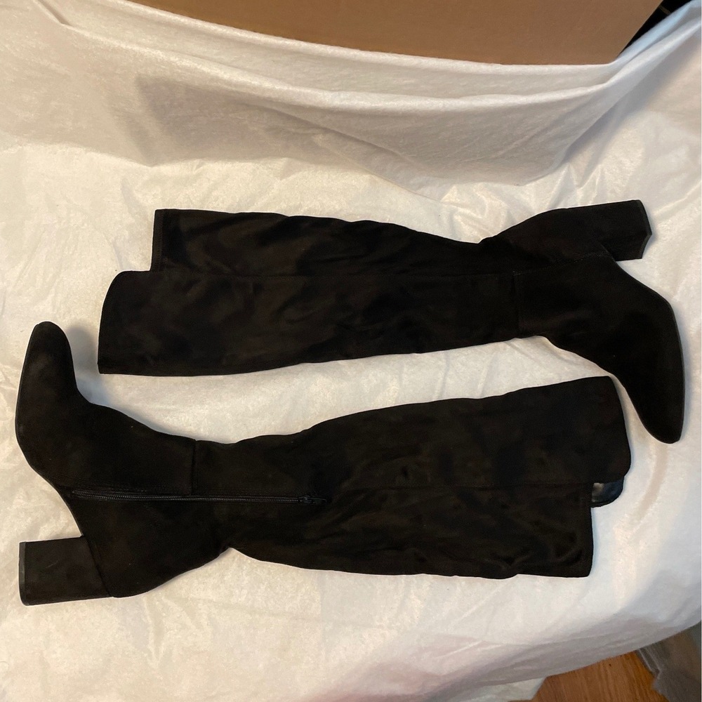 Kelly & Katie Kaza Black Over The Knee Block Heel Boots Pointed Toe Womens 9.5M